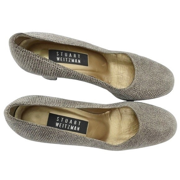Vintage Stuart Weitzman Taupe Smoke Leather Iguana Print Pumps Women’s Size 6.5 - Picture 3 of 13